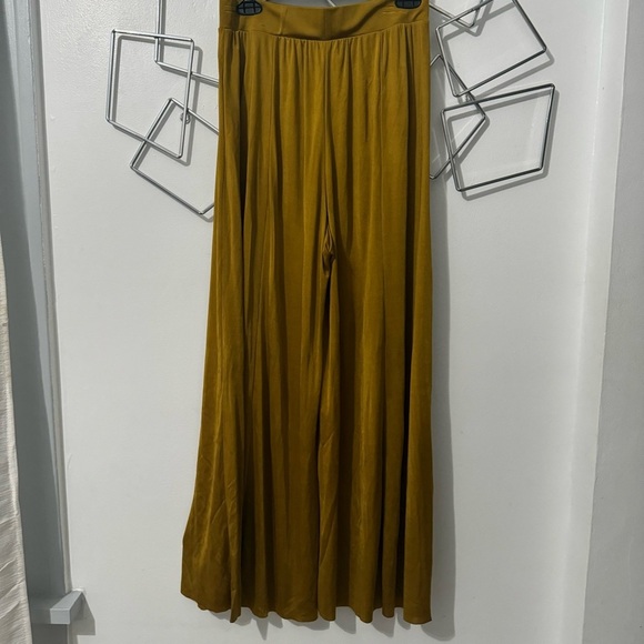 Anthro Maeve Shiloh Boho Retro Wide-Leg Pants Flowy Chartreuse Size Small - Picture 4 of 7